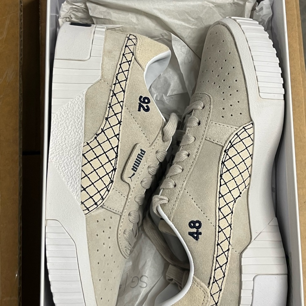 Puma Women Size 6 Selena Gomez Cal Suede Beige Sneakers 48 92 Tennis Shoes BNIB